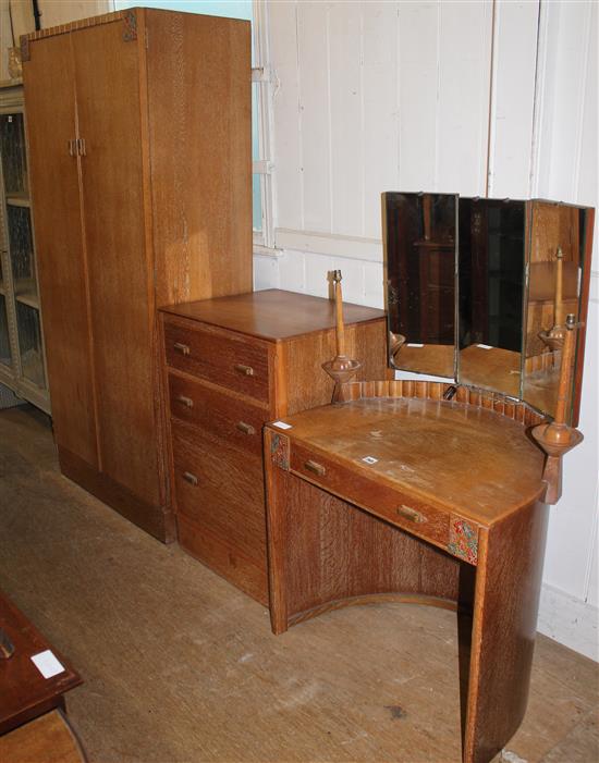 Art Deco limed oak childs bedroom suite